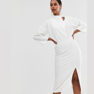 ASOS DESIGN Midi Dress with Asymmetric Buckle Neck